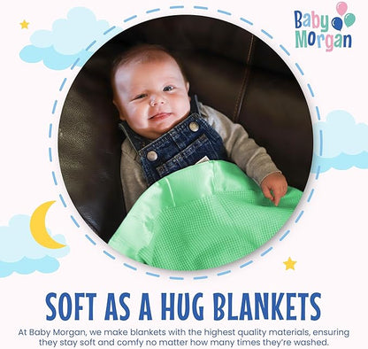 Thermal Waffle Knit Baby Blanket - Soft Breathable Mini Blanket for Newborns and Infants - Toddler Blankey for Strollers, Travel, Naptime, Nursery and More - 18" x 20" (Mint, Satin Trim)