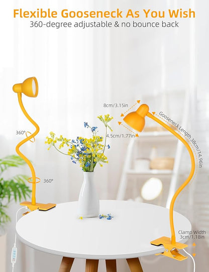 Clip on Reading Light for Bed 3 Color Modes, 10 Brightness Dimmable, Flexible