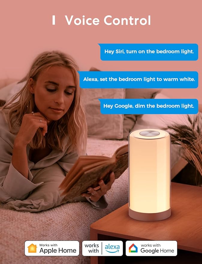 meross Smart Table Lamp, Bedside Lamp, Compatible