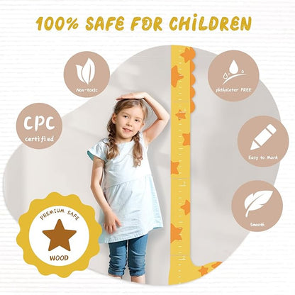 Personalized Name Growth Chart for Kids, Giraffe Height Chart for Boy Girls, Measuring Board for Kids Height, Patchwork Wooden Height Chart Measuring Board, Nursery Growth Chart Ruler
