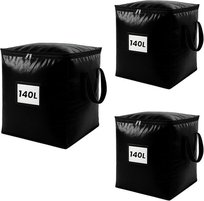 3 Pack 140L Storage Bags for Clothes, Moving Bags Heavy Duty Extra Large with Reinforced Handle, Storage Containers for Organizing Bedding, Blanket, Sheets, Pillows, Toys, Christmas Decorations