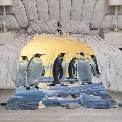 Penguin Blanket Antarctic Penguins Gifts for Girls Boys Woman Kids Penguin Lover Throw Blankets Soft Blanket Warm Fleece Flannel Plush Blankets for Bed Sofa Couch 60"x80"