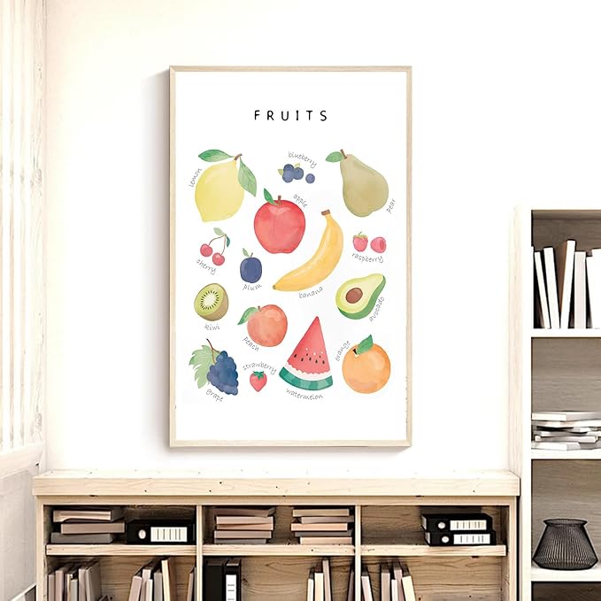 OZCONO Vegetables and Fruits Educational Posters, Harvest Chart Kids, Classroom Decor, Rainbow Nursery Wall Art, Homeschool Education Guide (Unframed) (20x30)