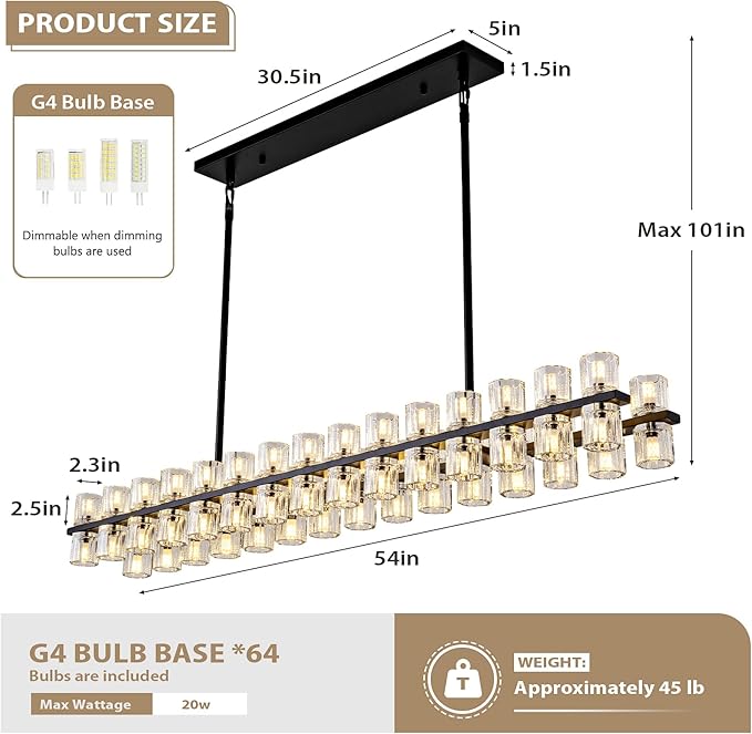 Crystal Black Rectangular Chandelier