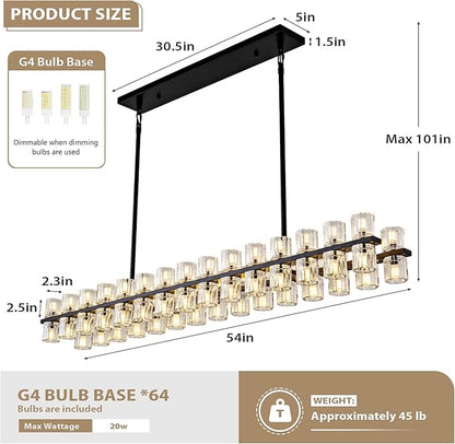 Crystal Black Rectangular Chandelier