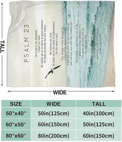 Tijuboni Psalm 23 Throw Blanket Christian Religious Gifts for Women Men Girls Boys Kids Adults Soft Flannel Fleece Blanket for Couch Sofa Bed Home Decor 60"x80"
