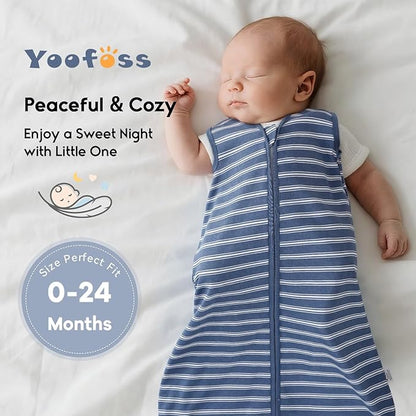 Yoofoss Baby Sleep Sack 6-12 Months 0.5 Tog Wearable Blanket for Baby, 3 Pack 100% Organic Cotton Infant Toddler Sleeping Sack 2-Way Zipper Lightweight Sleep Sack
