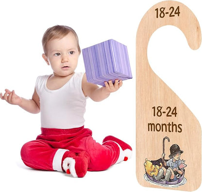 PAMBO The Winnie Bear Baby Closet Dividers, Clothes Organizer for Baby Nursery Decor Wooden Hanger for Newborn Baby Stuff From 0-24+ Months