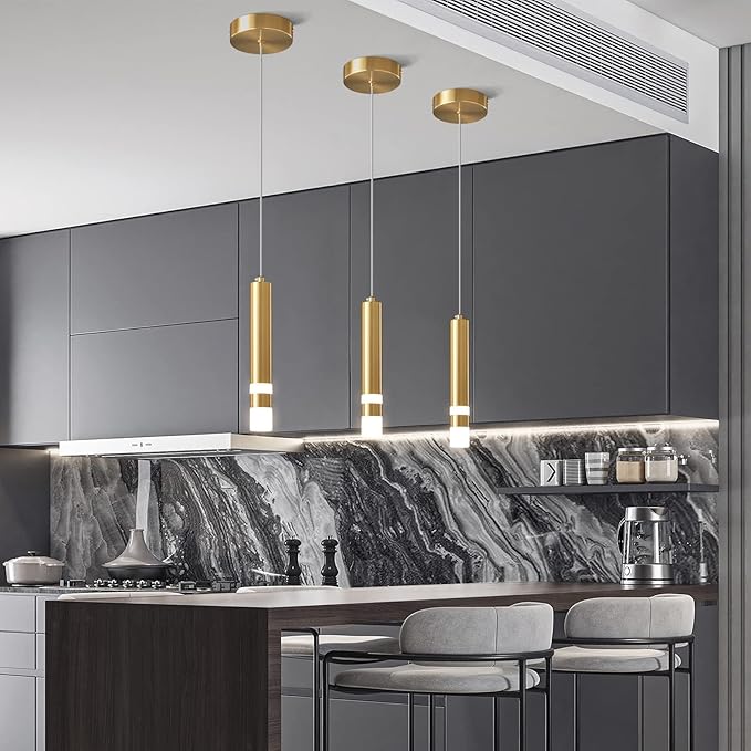 Modern Pendant Light Kitchen Fixture Dimmable LED Gold Mini Pendant Lighting fo