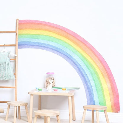 55"x63" Large Rainbow Wall Stickers, Mural Watercolor Half Rainbow Wall Decals Peel and Stick Vinyl Wall Art Decor for Girls Bedroom Kids Nursery Living Room Playroom Toddler