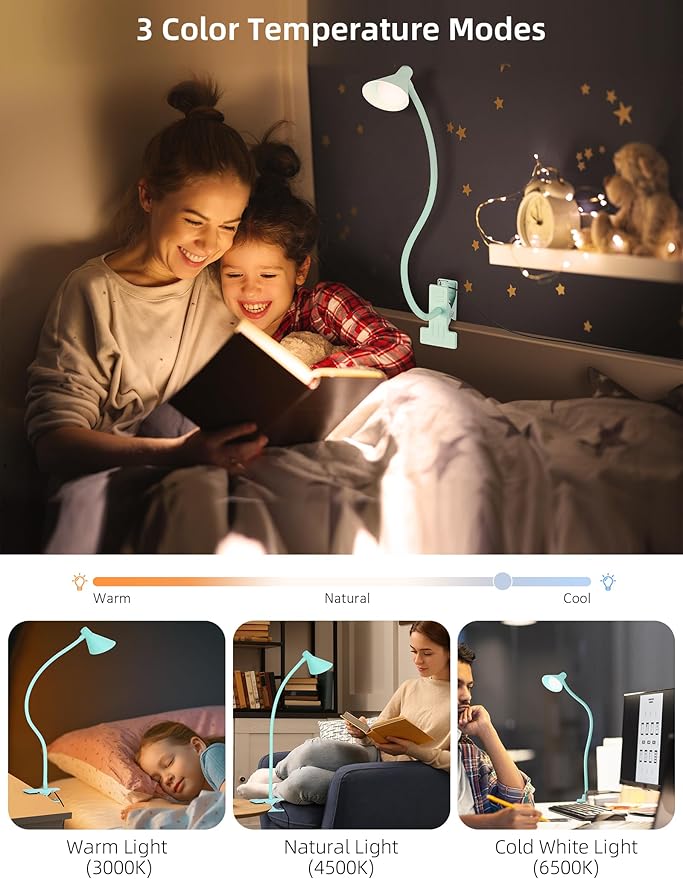 Reading Light for Bed, Clip-on Desk Lamp