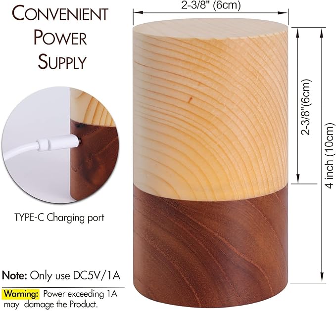 LED Wood Lamp Portable Touch Sensor-Controlled Night Lamps