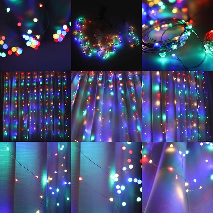 Honche 300Led Cuttable Curtain String Lights 10x10ft