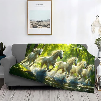 Tijuboni Horses Throw Blanket Horse Gifts for Girls Boys Women Men Kids Adults Soft Flannel Fleece Blanket for Couch Sofa Bed Home Decor 50"x60"