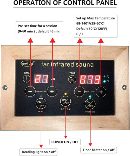1 Person Infrared Sauna, Low EMF FAR Infrared Saunas for Home, 1200 watt Canadian Hemlock Indoor Sauna Room with LED Reading Lamp, LCD Display Control, Blue-Tooth Audio