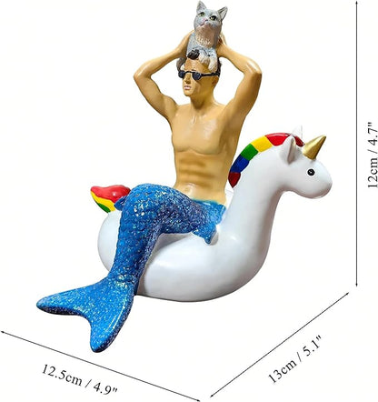 Garden merman Unicorn Statue - Outdoor Garden Decor, Figurine Ornament for Indoor Outdoor Home Patio Yard Lawn, Gift for Mom,Ladies,Housewarming, Party Favor - Resin Craft for Yard & Tabletop Display