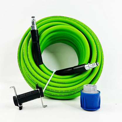 5800PSI/400Bar Ultra Flexible Pressure Washer Hose for Bosch Home Cleaning, 5M-30M High Pressure Extension Tube with Quick-Connect Adapter,(Red/Blue/Yellow/Green/Grey/Orange/Light Blue)(Green,64FT)