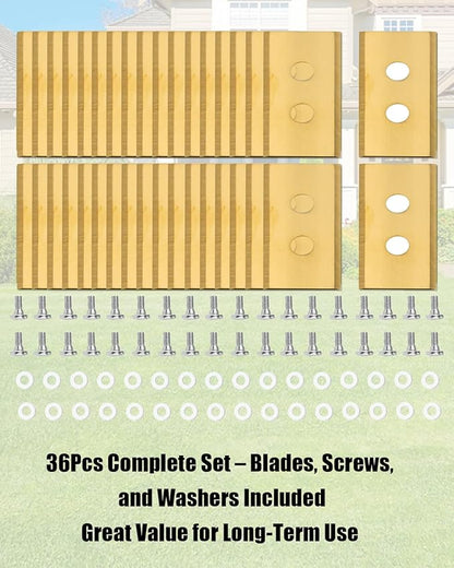 36Pcs Lawnmower Replacement Blades Fits for Mammotion Luba and Yuka All Series Robust Titanium Replacement Robotic Lawnmower Blades with Screws and Washers, Golden