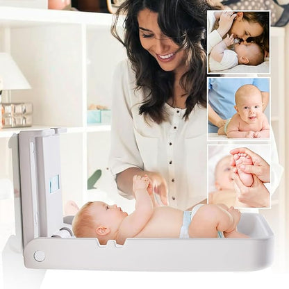 Baby Changing Tables Fold-Down Baby Changing Station Wall-Mounted Vertical Portable Diaper Table Changing Unit Commercial Bathrooms Corner Nursery White Gray
