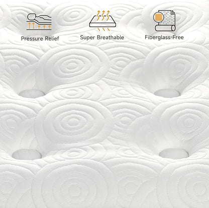 Vesgantti Twin XL Mattress, 10 Inch Hybrid XL Twin Mattress in a Box, Extra Long Pillow Top Twin Mattresses, Foam and Pocket Coils Innerspring Mattresses, Medium Firm Plush Feel