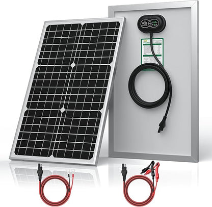 SUNER POWER 12V 30W Solar Battery Charger Maintainer PRO, Built-in UltraSmart MPPT Charge Controller, Waterproof 30 Watt Solar Panel Charging Kit for 12Volt AGM, Deep Cycle, Lead-Acid, Lifepo4 Battery