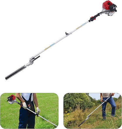 2 Stroke Gas Hedge Trimmer 1.9HP 52CC Air-Cooled Gasoline Brush Cutter Weed Wacker 4 in 1 Multifunction Straight Shaft Gas Grass Trimmer Pole Saw for Weeding, Hedge Trimming, Branch Cutting