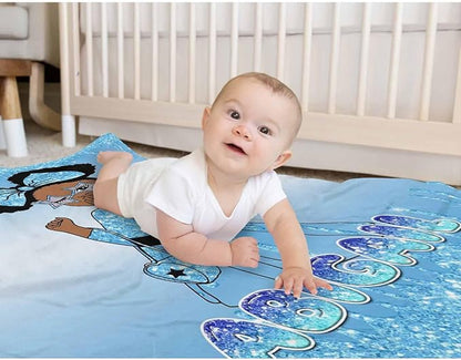 D-Story Custom Name Blanket Personalized Blanket and Throws Black Girl Blanket Customized Blankets with Name Text for Adult Kids Gift for Newborn, Toddler on Baby Birthday