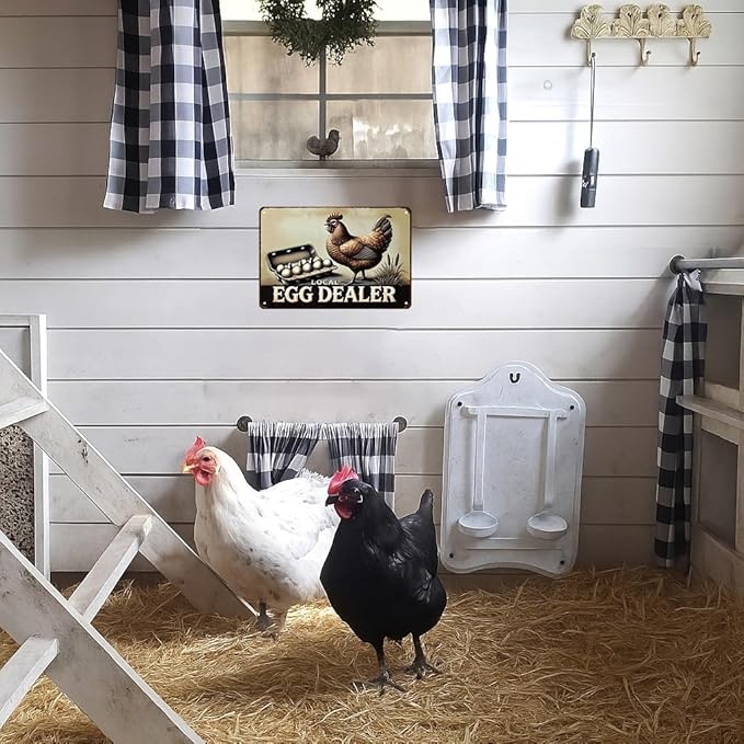 Funny Chicken Gifts Relax Local Egg Dealer Tin Sign for Home Farm Chicken Coop Farmhouse Kicthen Garden Decor 8 X 12 Inch (3522)