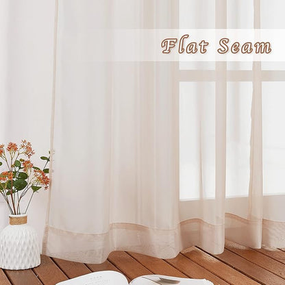 NICETOWN Taupe Sheer Curtains 96 inches Long, Grommet Voile Textured Airy Sheer Window Treatments Elegant & Chic for Bedroom/Living Room, W54 x L96, 2 Panels