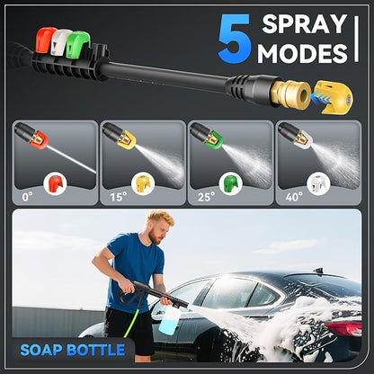 Pressure Cleaner, 5000 PSI 4.0 GPM Heavy Duty Power Cleaner, with 4 Nozzles,Foam Cannon,33FT Hose Reel and 500ml Soap Bottle for Home/Cars(Blue)