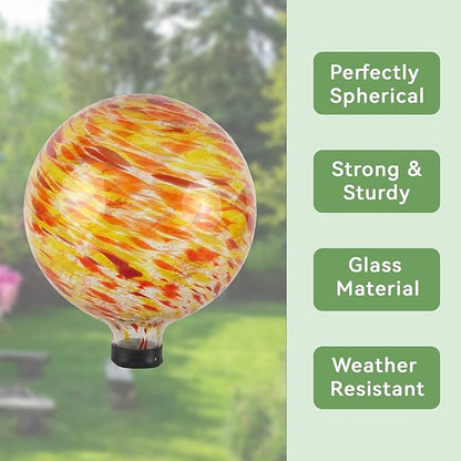 Lily's Home Glass Gazing Ball, A Colorful Addition to Any Garden or Home, Ideal As a Housewarming Gift. 10 Inch (Fiery Sunset)