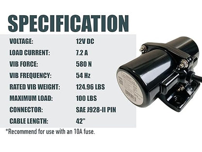 VIB100 12VDC Vibrator Vibration Motor for Salt Sand Spreader and Concrete Mixer 54Hz 100LBS