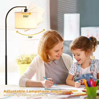 Arc Floor Lamp with Remote and Stepless Dimmable Bulb, Colors Temperature &