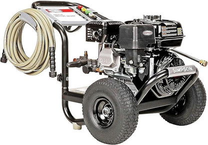 SIMPSON Cleaning PS3228 PowerShot 3300 PSI Gas Pressure Washer, 2.5 GPM, Honda GX200 Engine, Includes Spray Gun and Extension Wand, 5 QC Nozzle Tips, 5/16-inch x 25-foot MorFlex Hose, 49-State