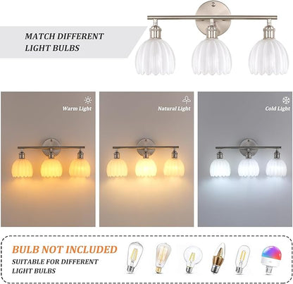 Bathroom Light Fixtures, 3-Light Vanity Wall Light Over Mirror