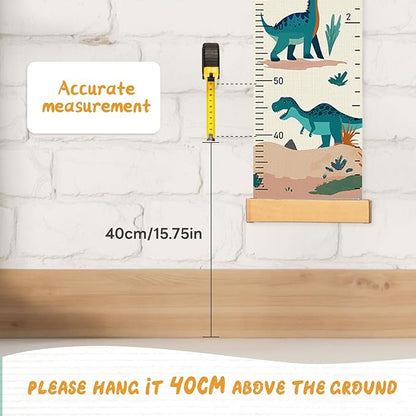 Personalized Canvas Height Chart for Kids, Height Measurement for Wall, Growth Chart with Name (Dinosaurs)