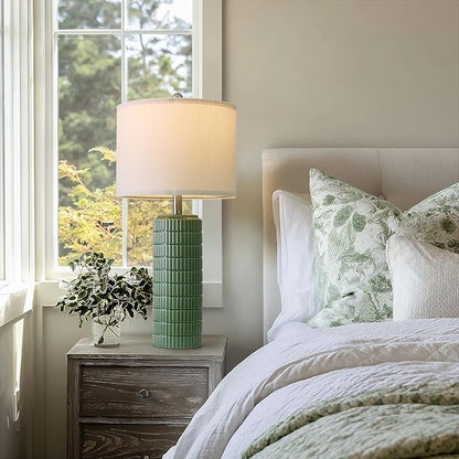 PoKat 27.5" Dark Green Ceramic Table Lamps