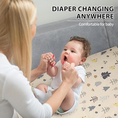 Vegan Leather Baby Changing Mat - Wipeable Portable Changing Pad, Foldable Travel Changing Mat for Baby, Newborns Toddlers Shower Gifts (Forest Tree,20"*28")