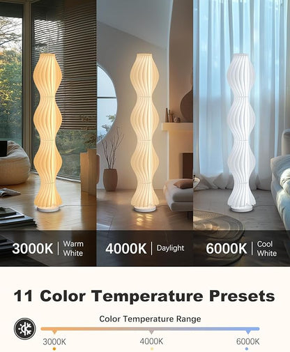 TACAHE Pleated Lampshade Floor Lamp