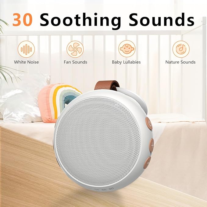 Mini White Noise Machine Sound Machine with 30 Soothing Sounds 32 Volume Levels Baby Portable Sleep Soother Rechargeable Travel Sound Therapy Pink Brown Noise Sleep Machine for Kid Adult