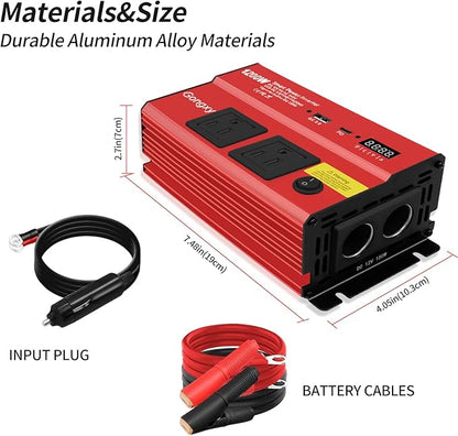 Car Power Inverters 1200W Inverter - 12v DC to 110v AC Converter with AC Outlets USB Type-c Port,Car Power Converter for Truck/Home/Vehicles/Laptop Trip