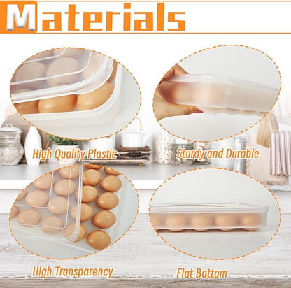OJYUDD Deviled Egg Containers with Lid,Plastic Egg Holder for Refrigerator,30 Egg Storage Holder,Fridge Egg Dispenser Egg Storage Box