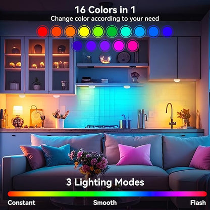 Puck Lights with Remote Control, 16 Color Changeable Wireless LED Light