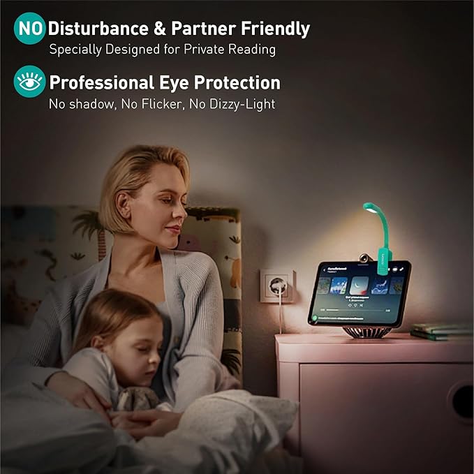 Rechargeable Book Reading Light at night in Bed, Eye Caring 9 LED
