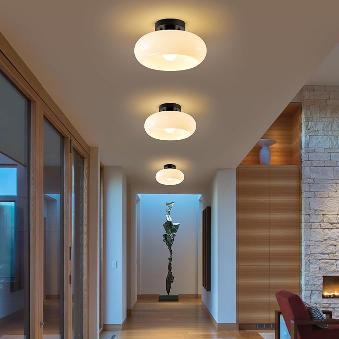 Mid-Century Modern Semi Flush Mount Ceiling Light, Metal Kitchen Light Fixture