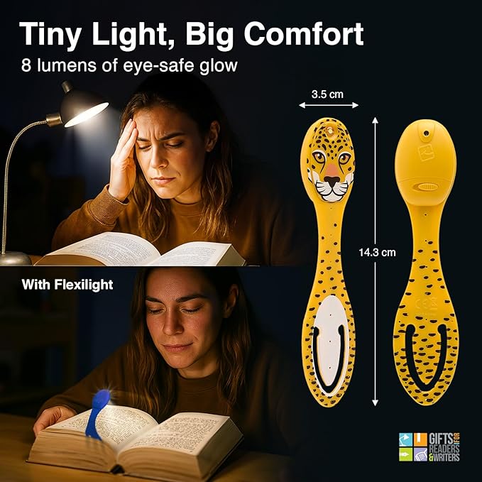 Gifts for Readers & Writers Bookmark Reading Light Leopard