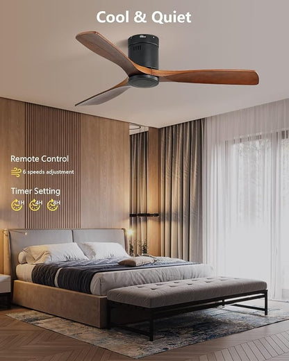 Sofucor Ceiling Fan No Light, 52 Inch Flush Mount Ceiling Fan