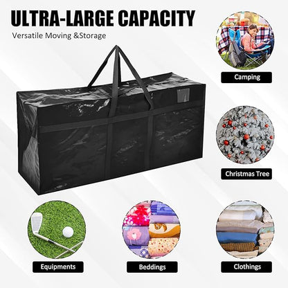 4 Pcs 96 Gallon Large Moving Bags with Zipper and Handles Foldable Storage Duffle Bags Heavy Duty Extra Large Totes for College Dorm Travel Clothes Blankets Bedding Moving (Black)