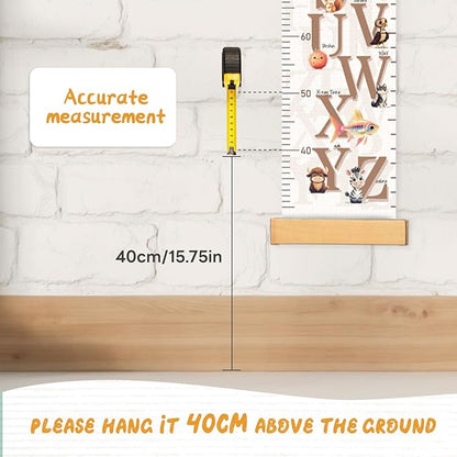 Customize Name Growth Chart Wall, Cute Letters Canvas Height Chart for Kids, Height Indicator Tape Ruler Growth Chart Decor, Toddler Room Decoration, Baby Measuring Board