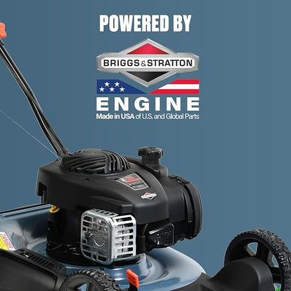 SENIX 21-Inch Gas Push Lawn Mower with 140 cc 4-Cycle Briggs & Stratton Engine, Mulching and Side Discharge, 6-Position Dual Lever Height Adjustment (LSPG-M6)